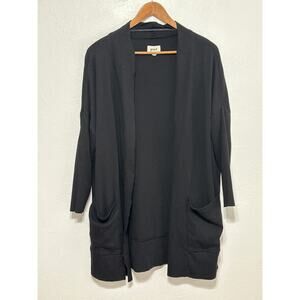 Pact Organic Cotton Open Cardigan Pockets XS/S Black Boho Crunchy Minimalist